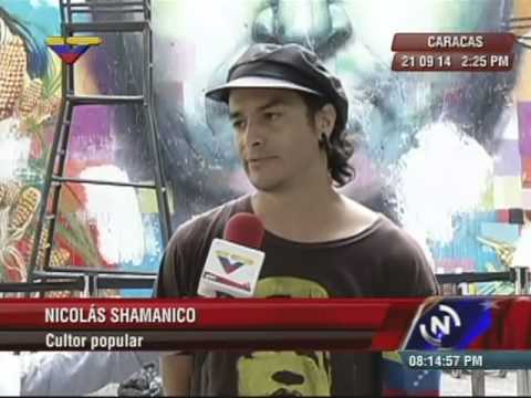 Nikolay Shamániko encabeza reparación de mural de Chávez en Unearte