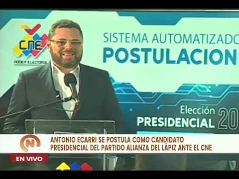 Antonio Ecarri se postula ante el CNE como candidato presidencial, 22 de marzo de 2024