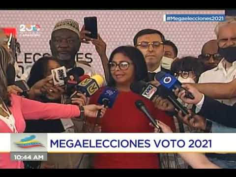 Vicepresidenta Delcy Rodríguez vota y da declaraciones este 21 de noviembre en Megaelecciones