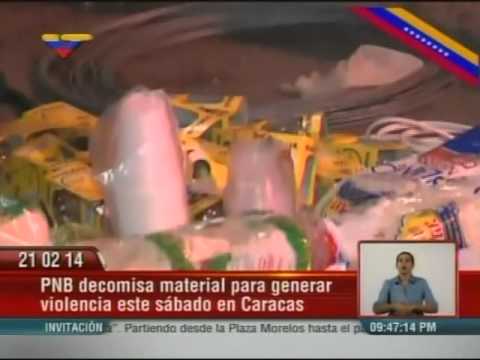 PNB decomisó 20 bidones de gasolina, botellas y material para marcha opositora de este sábado