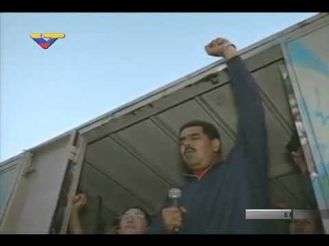 Nicolás Maduro en las afueras del Palacio Presidencial de Miraflores, gran asamblea popular