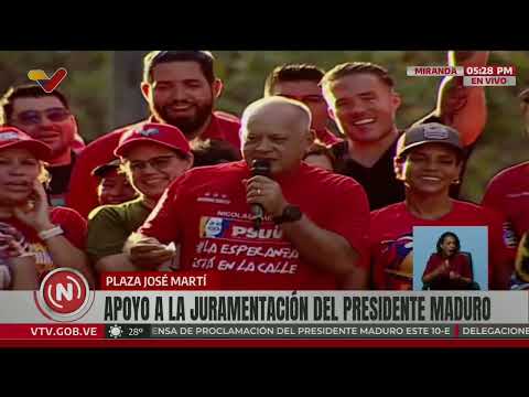 Diosdado Cabello recibe marcha chavista y desmiente arresto de María Corina Machado