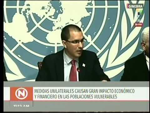 Jorge Arreaza, Canciller de Venezuela, desde la ONU en Ginebra, rueda de prensa