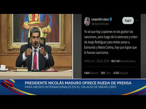 Maduro, rueda de prensa con medios internacionales tras recurso en Sala Electoral, 31 julio 2024
