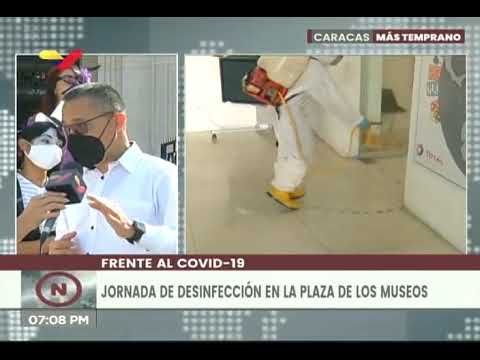 Ernesto Villegas en jornada de limpieza, desinfección y embellecimiento en la Plaza de los Museos