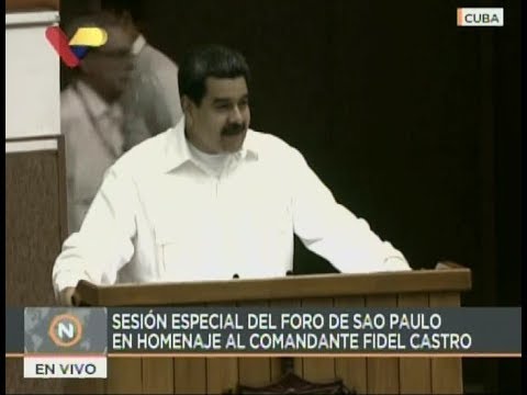 Presidente venezolano Nicolás Maduro en el XXIV Foro de Sao Paulo, 17 julio 2018