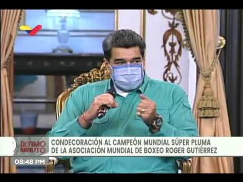 Maduro condecora a Roger The Kid Gutiérrez, Campeón Mundial Súper Pluma de la AMB, 14 enero 2021