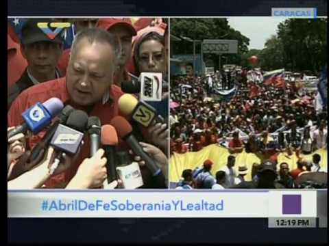Diosdado Cabello desde la marcha revolucionaria en Plaza Morelos este 04/04/2017