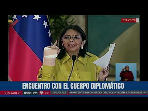 Delcy Rodríguez explica a Cuerpo Diplomático ataques y hechos durante elecciones presidenciales