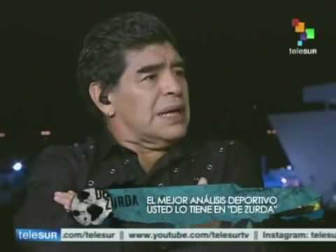 Rafael Correa en el programa De Zurda (Telesur) con Maradona y Víctor Hugo Morales
