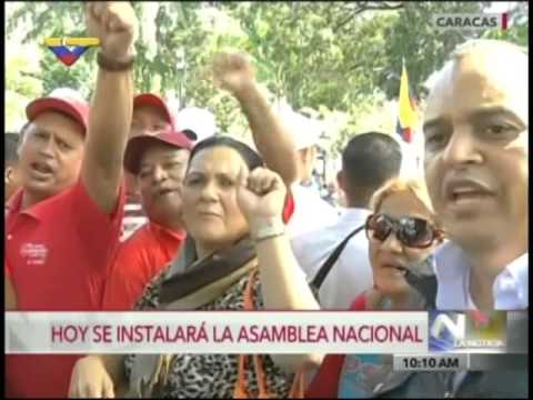 En Plaza Bolìvar se manifiestan ante juramentación de la derecha en el Parlamento, 5 enero 2016