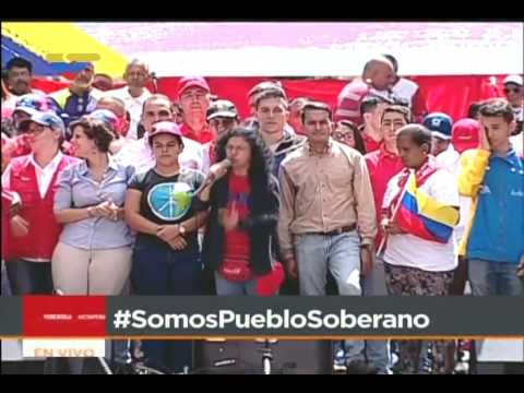 MInistra de Cultura Alejandrina Reyes desde la Gran Marcha Antiimperialista