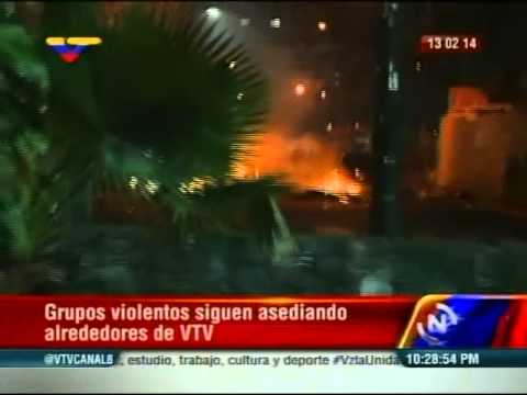 Disturbios de opositores frente a televisora pública Venezolana de Televisión este jueves