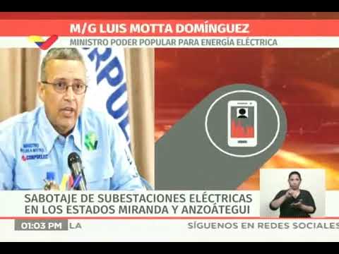 Ministro de Energía Eléctrica denuncia dos ataques a subestaciones en Venezuela