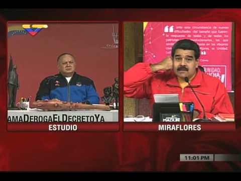 Presidente Maduro en reunión con candidatos a diputados PSUV, conversa con Diosdado Cabello