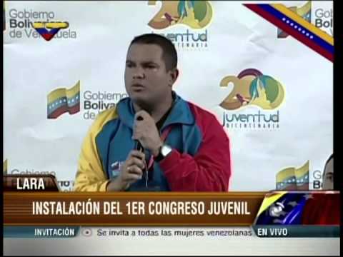 !er Congreso Juvenil en Lara, instalado por Ministros Fidel Barbarito y Víctor Clark