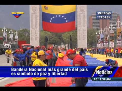 Despliegue de la bandera de Venezuela más grande, de 1.200 metros (Reporte del noticiero VTV)