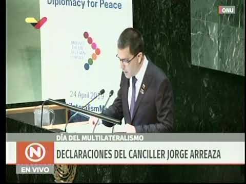 Canciller venezolano Jorge Arreaza en la ONU por el Día del Multilateralismo