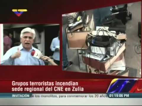 Opositores violentos incendiaron el CNE en Maracaibo
