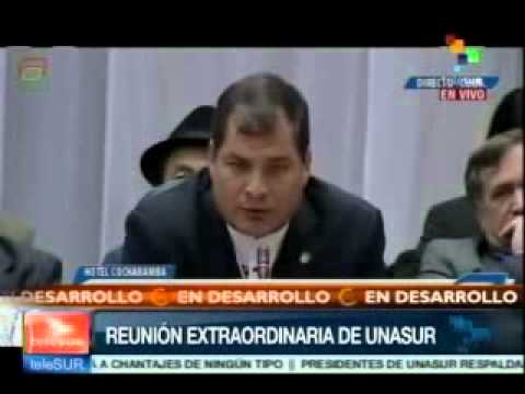 REUNION UNASUR 5: Rafael Correa defiende a Evo en Cochabamba