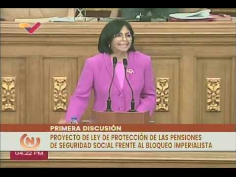 Delcy Rodríguez introduce proyecto de Ley para Pensiones de Seguridad Social .
