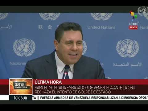 Samuel Moncada, rueda de prensa en la ONU por intento de Golpe de Estado, 30 abril 2019