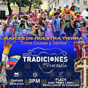 Raíces de Nuestra Tierra con la agrupación Tradiciones de Venezuela, en la plaza del BCV