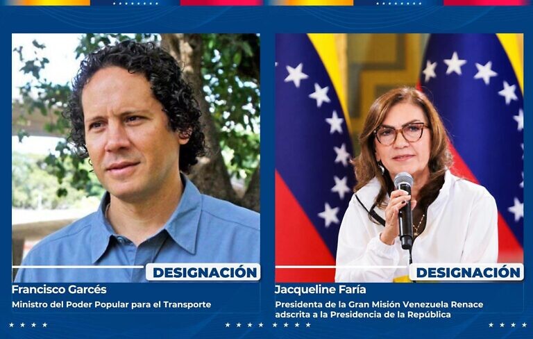Designan a Jacqueline Farías presidenta de la Gran Misión Venezuela Renace y Francisco Garcés nuevo ministro de Transporte