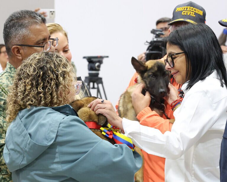 Presidenta encargada entrega caninos a México para su entrenamiento en labores de rescate y condecora a articuladores de ayuda humanitaria de la UE