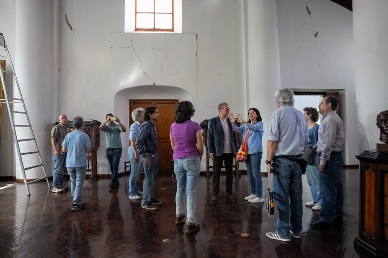 Evalúan daños en el Palacio de las Academias tras el doble sismo